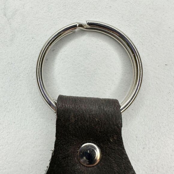 Soft Brown Leather Keychain Keyring - Picture 4 of 8